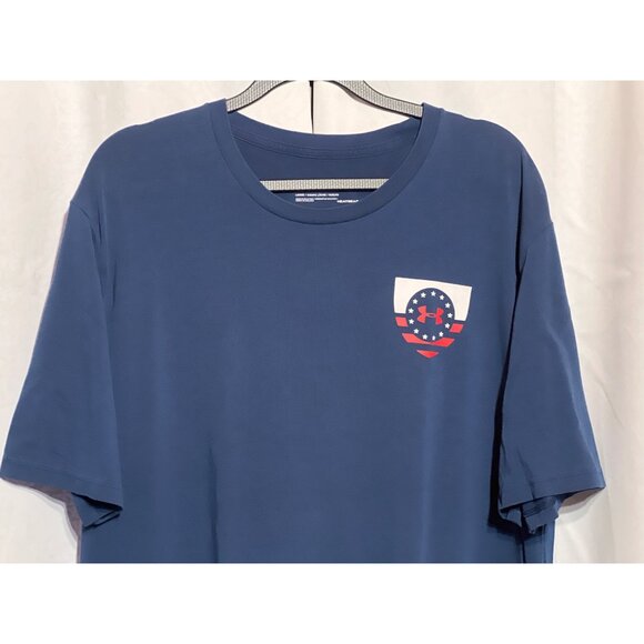 Under Armour Mens Brave And Free T-Shirt Blue Short Sleeve Size L Polyester Blen - Picture 3 of 9